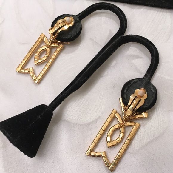 Vintage Gold Earrings With Swarovski Stones - Picture 3 of 8